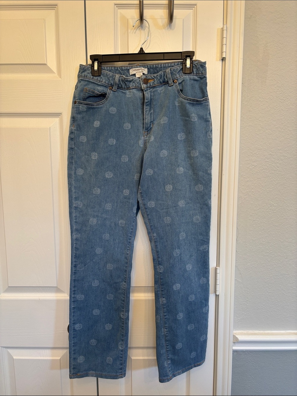Coldwater Creek Blue High-Rise Jeans with Subtle Dot Print